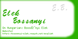 elek bossanyi business card